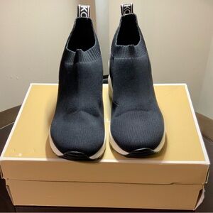 Michael Kors Black Slip-On Knit Sock Sneakers with White Sole